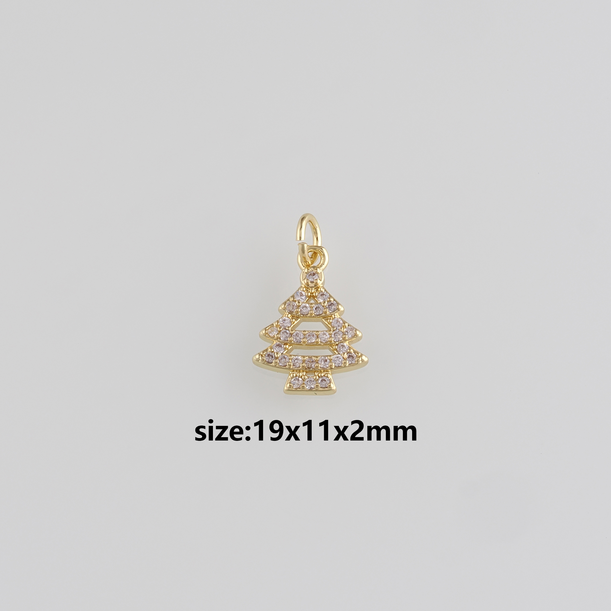 18K Gold Filled Christmas Tree Pendant,CZ Micro Pave Christmas Charm Earrings Necklace for DIY Jewelry Making Supply