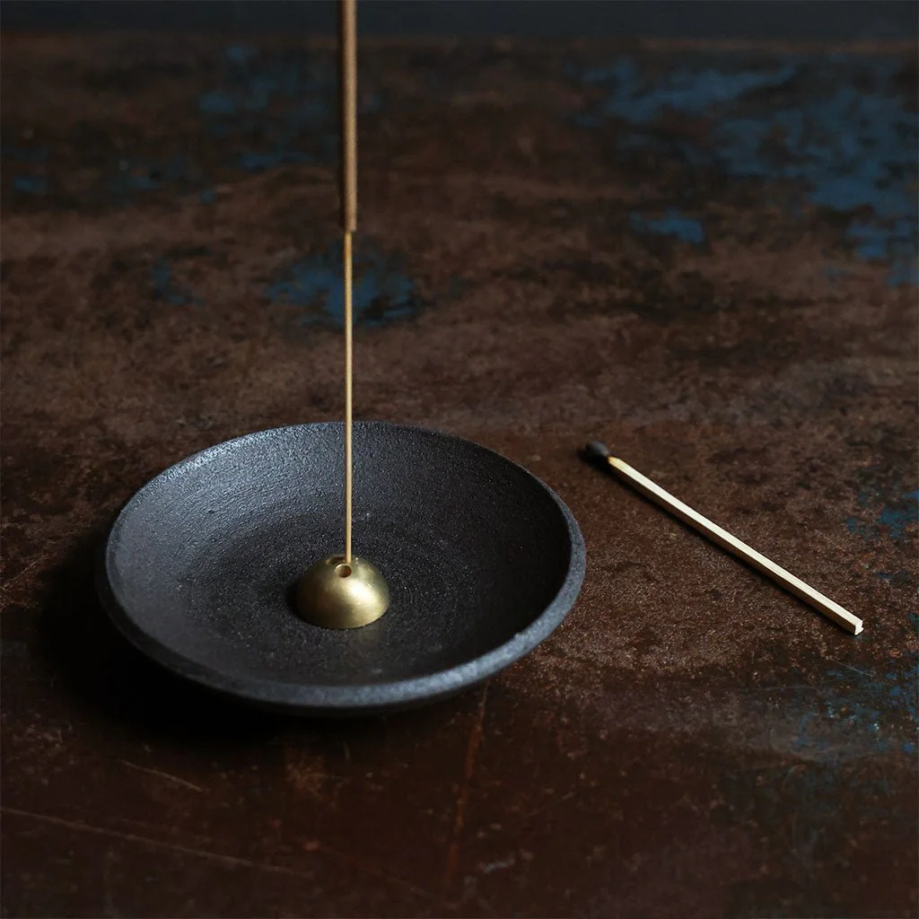 Smudge Dish with Brass Dome Incense Holder