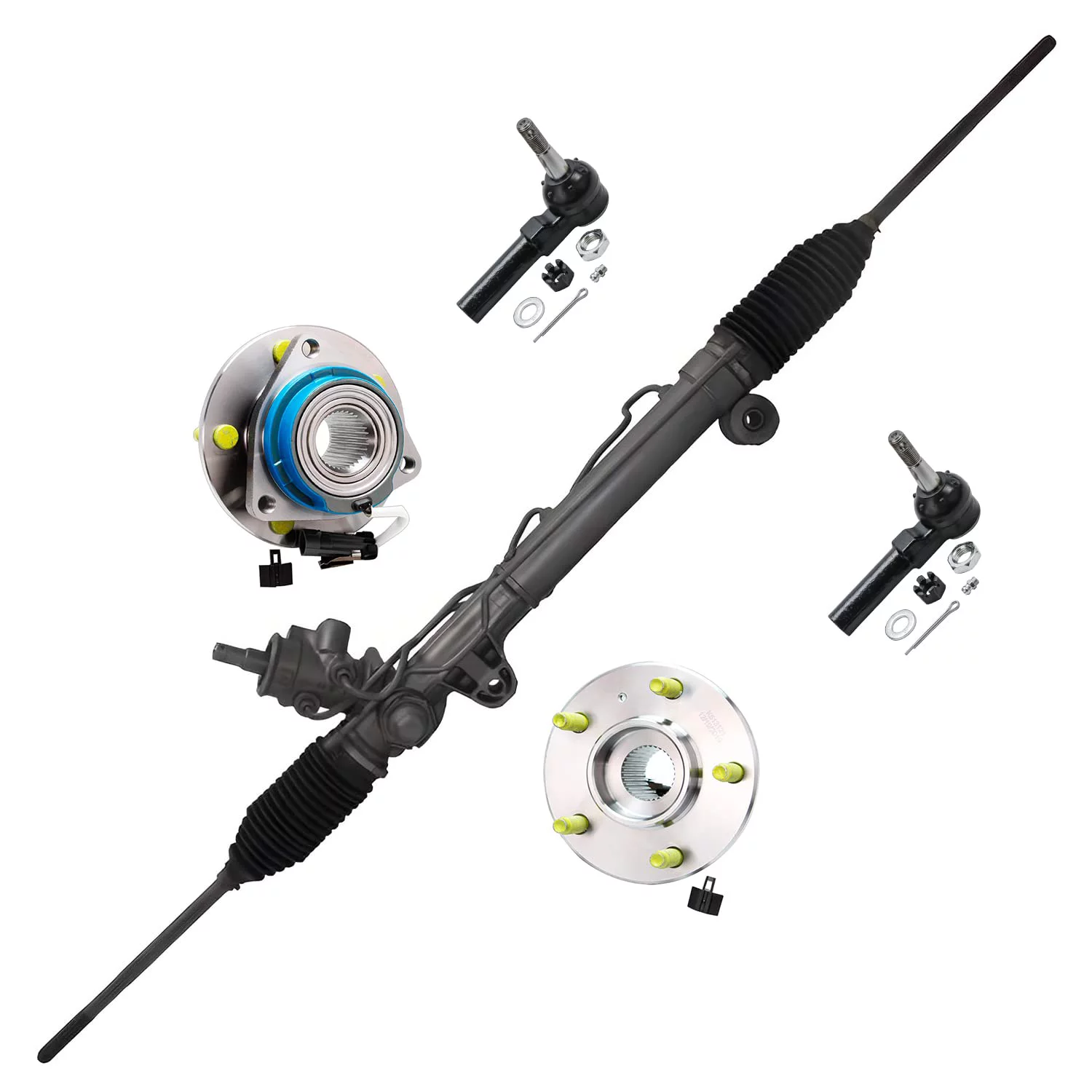 Detroit Axle - Front 5pc Wheel Bearing Hubs Kit for Buick Century Lacrosse Regal Chevy Impala Monte Carlo Pontiac Grand Prix, Wheel Bearing Hubs Power Steering Rack & Pinion Tie Rods Replacement