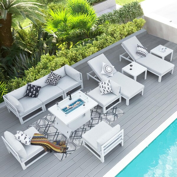 Nicesoul White Aluminum Modern Patio Furniture Sectional Sofa Set with Cushion