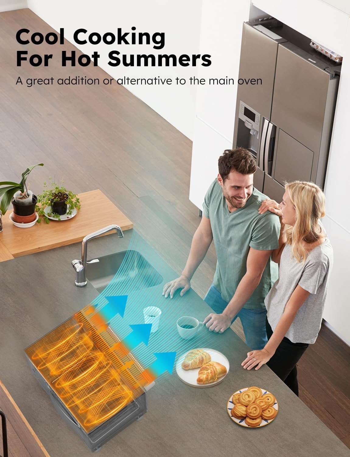 30QT 12-in-1 Air Fryer Toaster Oven, 100% Super Convection, 100 Presets, Smart Probe, 50-500°F, PFAS-Free, Brushed Stainless Steel