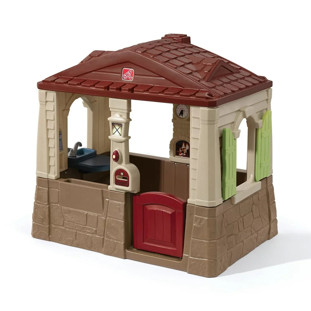 2026 Neat & Tidy Cottage II Brown Playhouse for Kids – Outdoor Plastic Toy with Dutch Door & Kitchen Setup