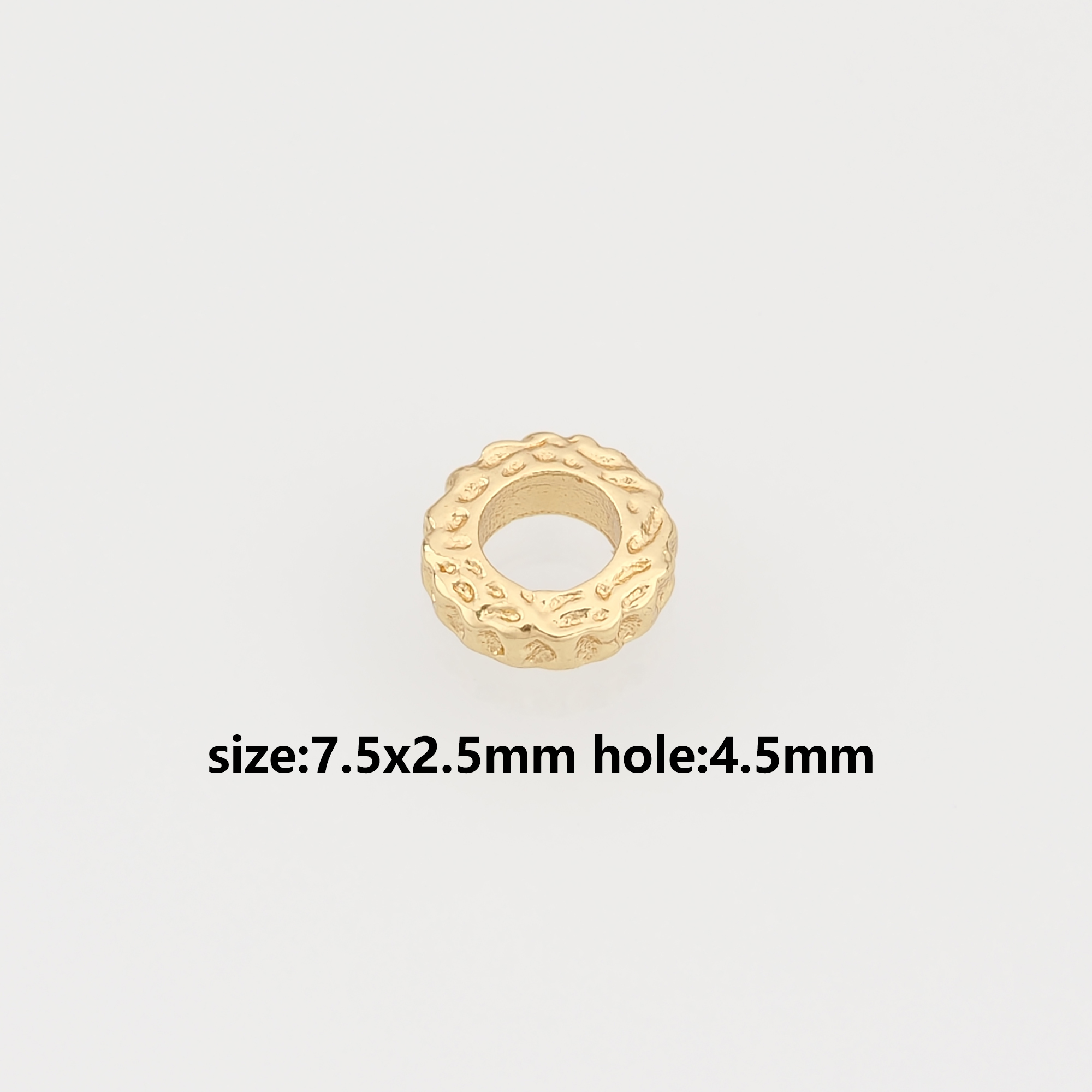 10Pcs 18K Gold Filled Geometric Spacer Beads,Textured Flat Bead for Bracelet Jewelry Necklace Making Supply