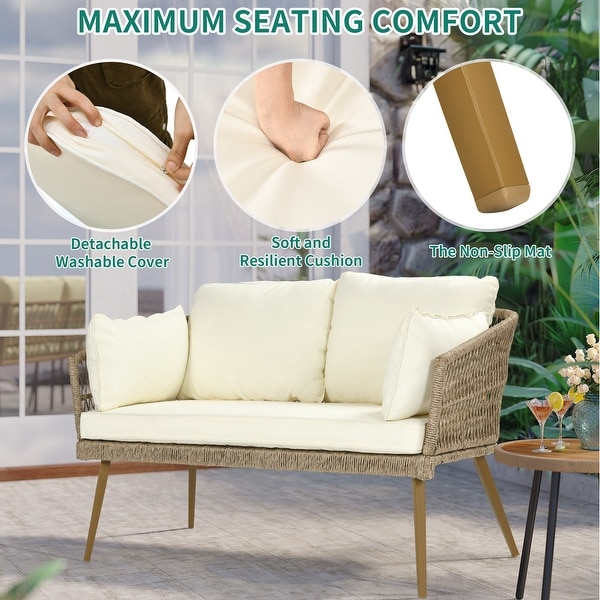 Moasis Wicker Patio Loveseat with Cushion