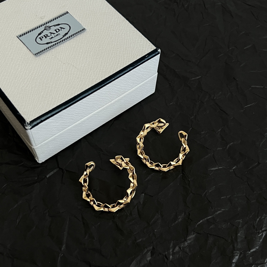 Prada Triangle Stud Earrings - cnluxepick
