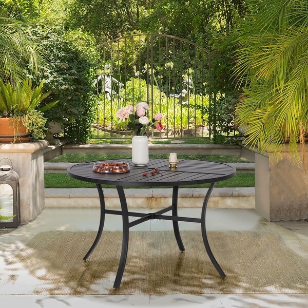 5Piece Patio Dining Sets,4 Swivel chair with Alu Frame and Breathable Textilene Sling Fabric and 1 Round Metal Table