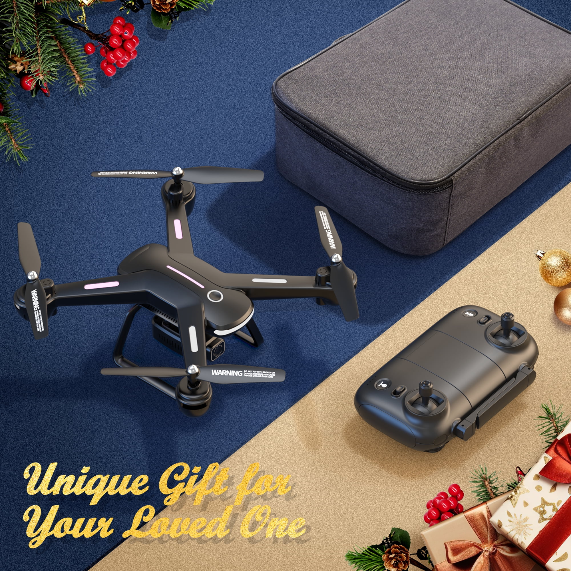 JY03 GPS Drone with 4K HD Camera for Adults and Kids, FPV RC Quadcopter with LED Lights and Optical Flow Sensor, 2 Batteries, last 36 mins, Black