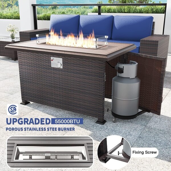Patio Furniture Sectional Sofa Set,PE Rattan Swivel Rocking Chairs Patio Conversation Set