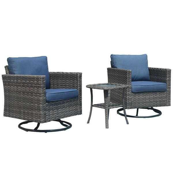OVIOS Wicker Swivel Rocking Chair 3piece Set