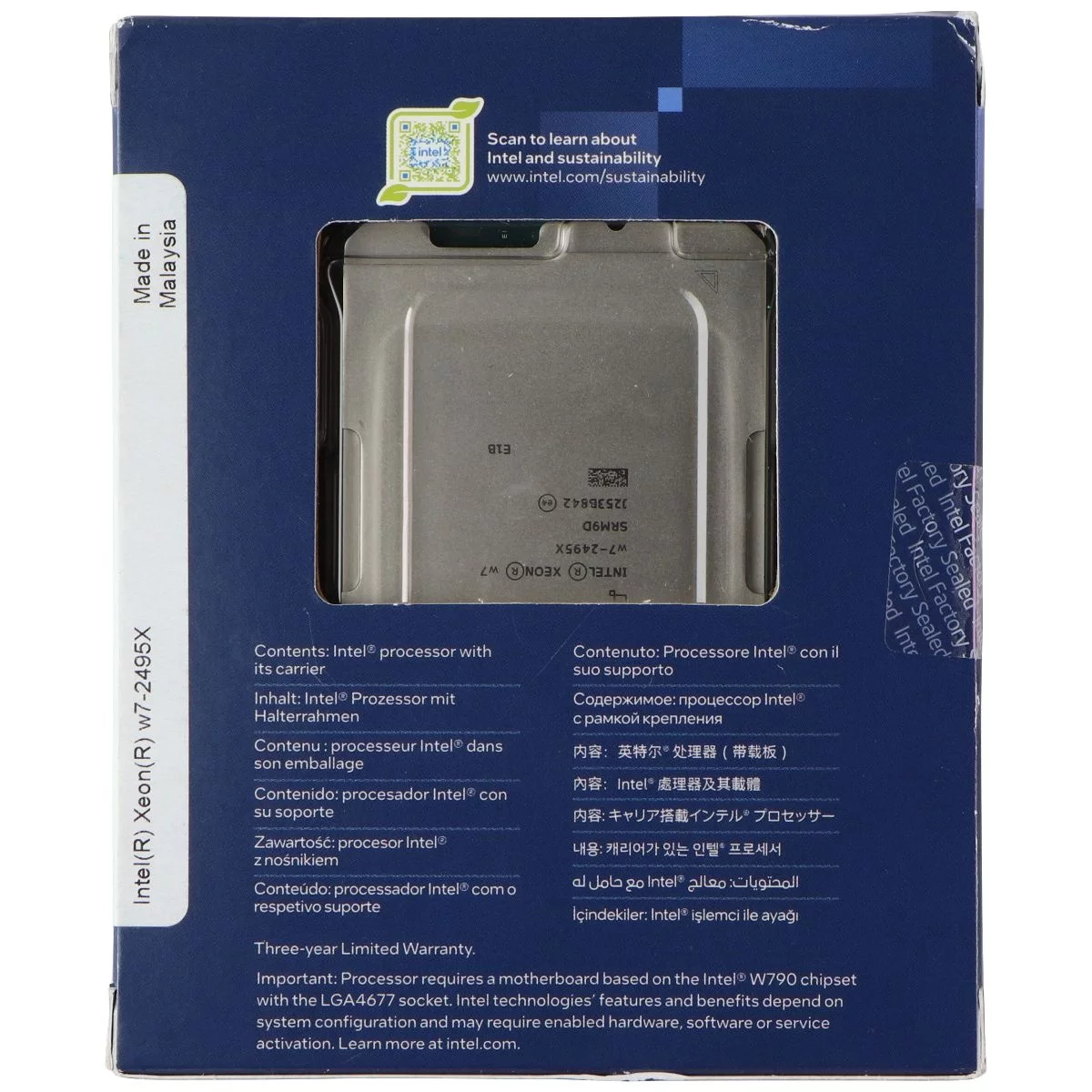 Intel Xeon W7-2495X Processor 24 cores 45MB Cache, up to 4.8 GHz