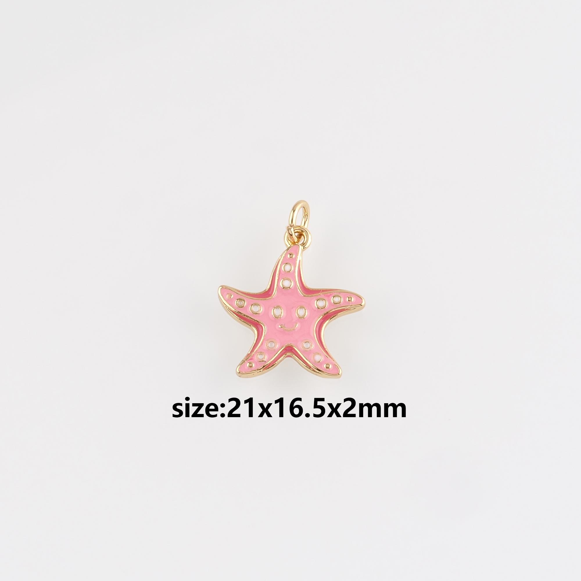 18K Gold Filled Starfish Pendant,Enamel Starfish Charm Earrings Necklace for DIY Jewelry Making Supply