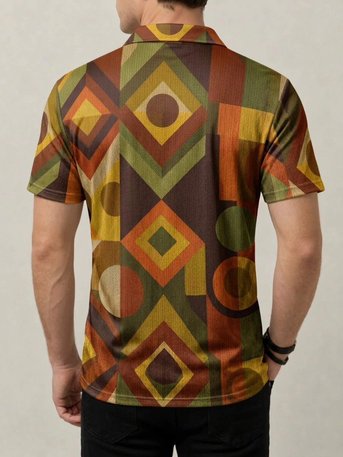 Blue Pink Gold Marble Swirl Print Short Sleeve Golf Polo Shirt