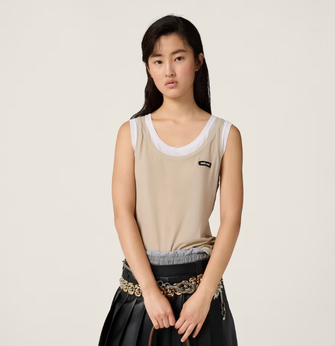Miu Miu  Ribbed jersey tank top