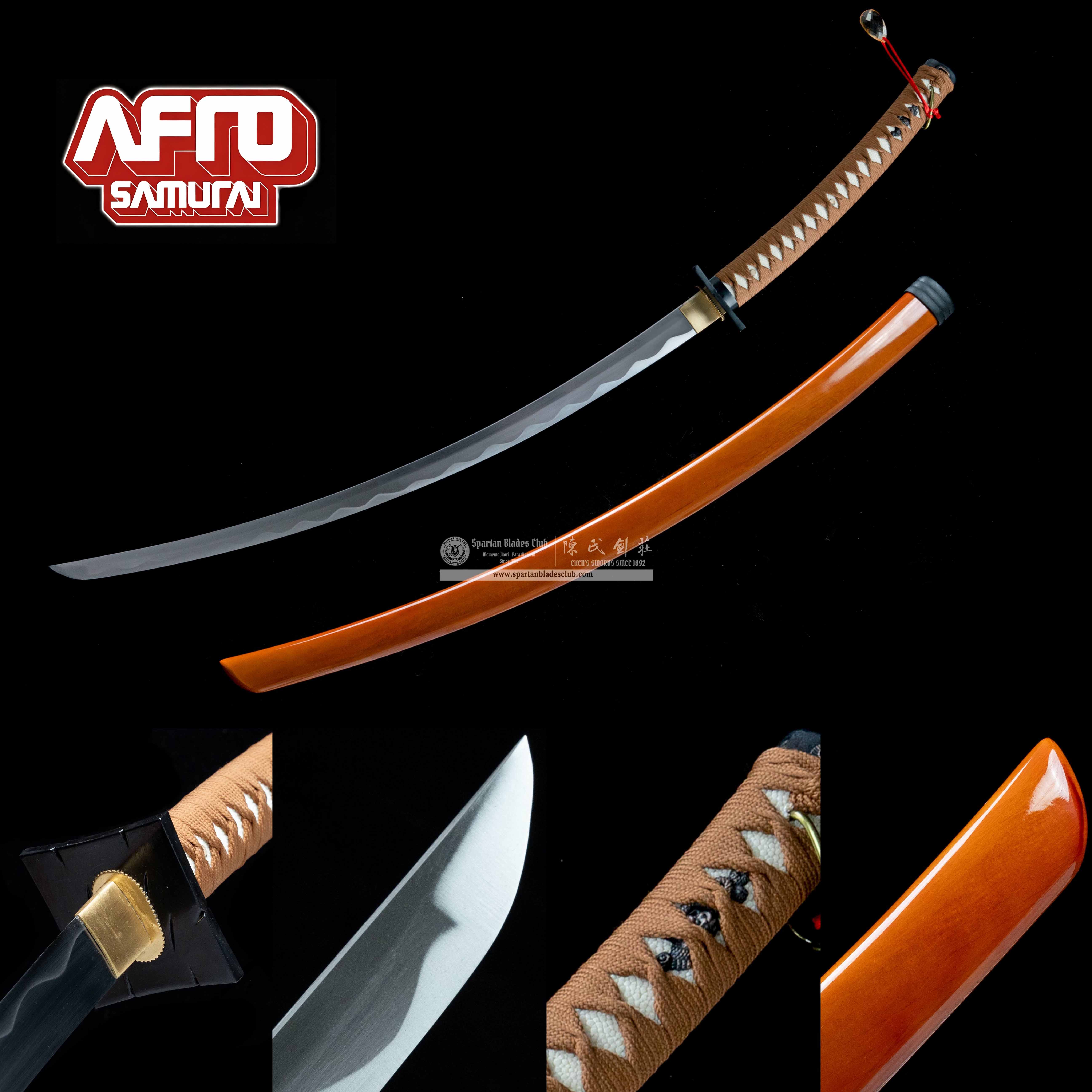 HY52 | Afro Samurai | Tachi | High carbon steel | orange | Battle-Ready | Full-tang | Spartan Blades Club | CHEN'S SWORDS 1892 - Spartan Blades Club - 陳氏劍莊1892