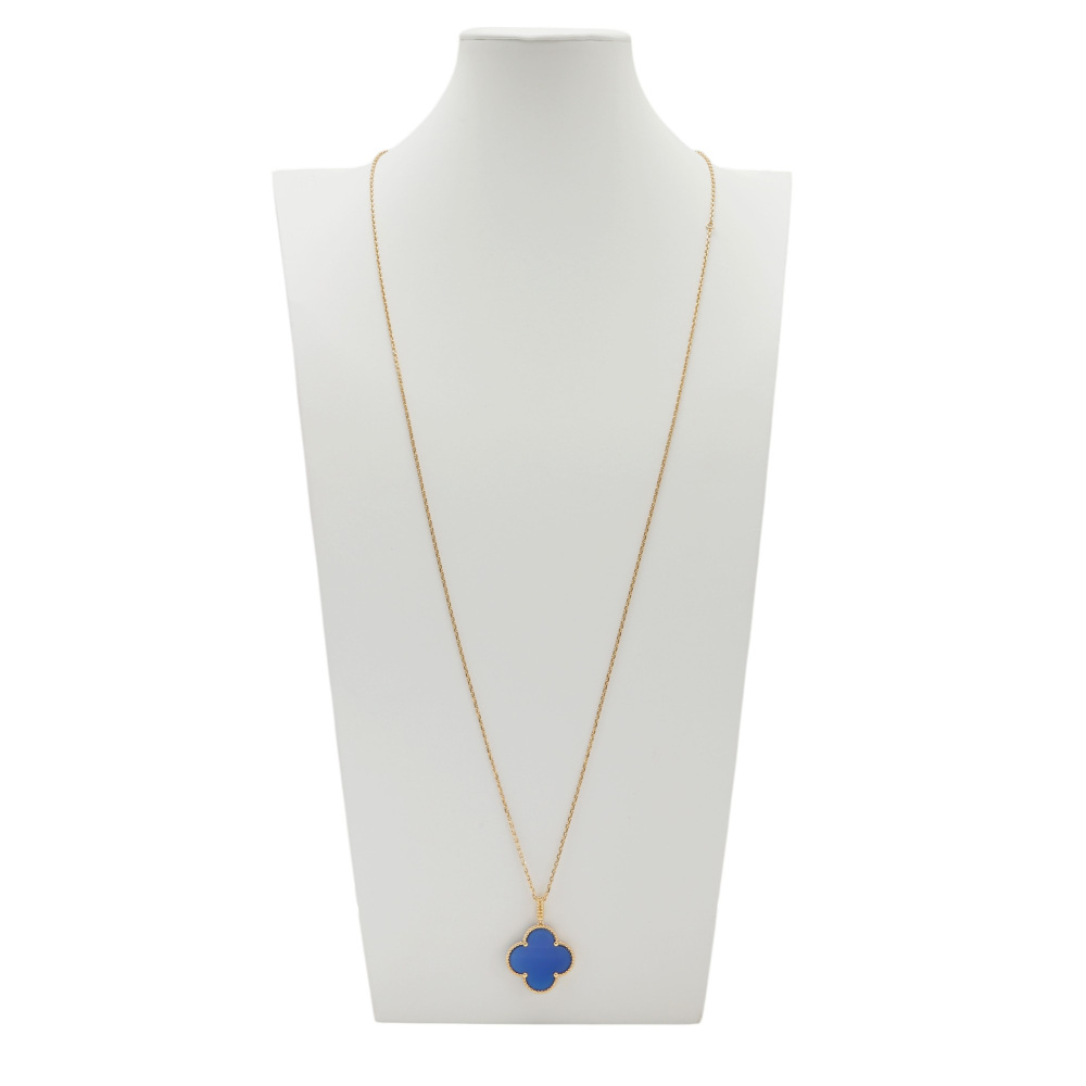 Van Cleef & Arpels Magic Alhambra Necklace 1 Motif 18K Yellow Gold Blue Agate VCARP6LA00
