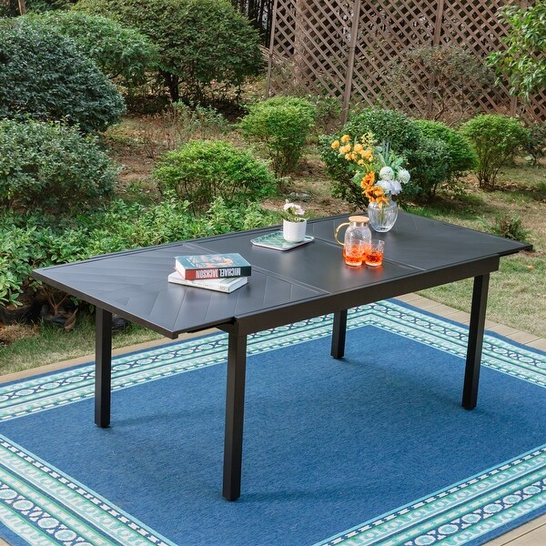 MAISON ARTS 7/9 Patio Dining Set,6/8 Sling Patio Swivel Dining Chairs and 1 Expandable Metal Dining Table