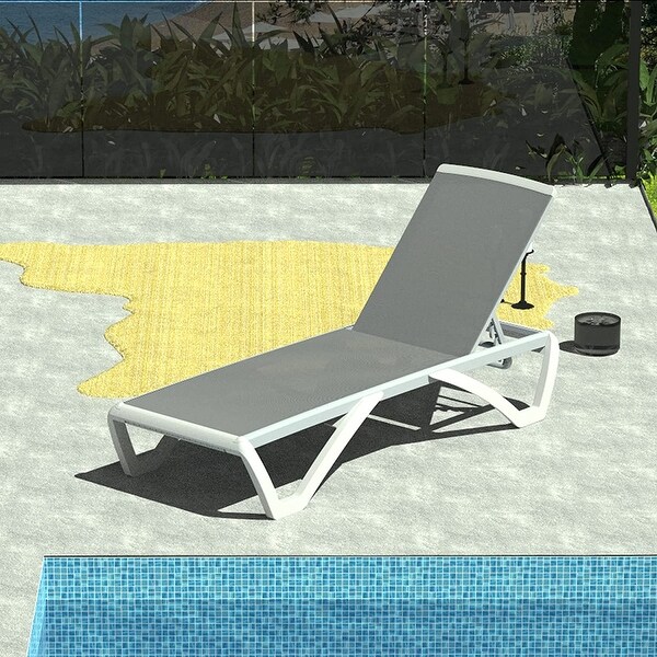 Domi Patio Chaise Lounge,AllWeather Adjustable Recliner with Wheels,Stackable