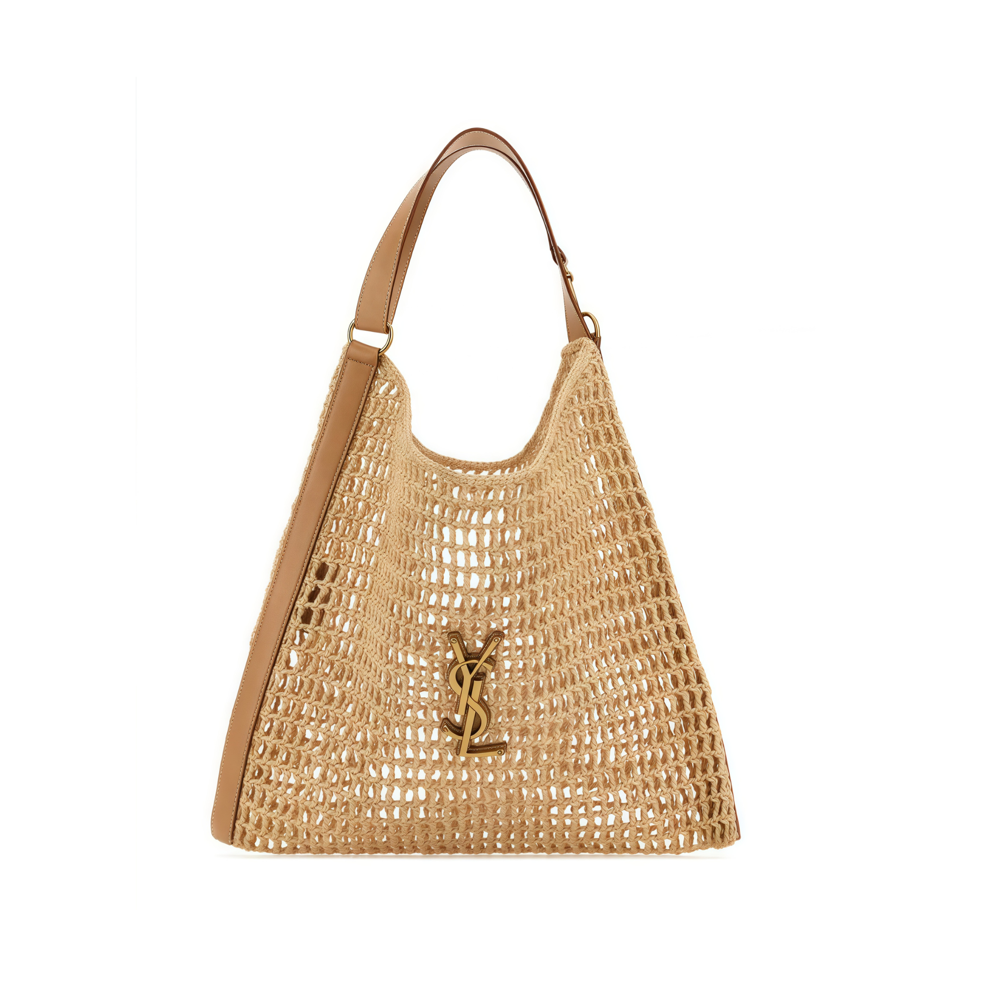 Saint Laurent Raffia And Leather Oxalis Shopping Bag 40cm/15.7in