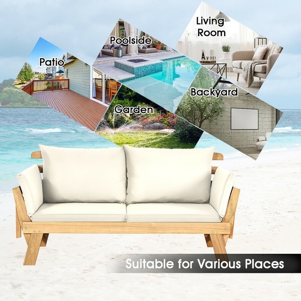 Adjustable Patio Convertible Sofa with Thick Cushion