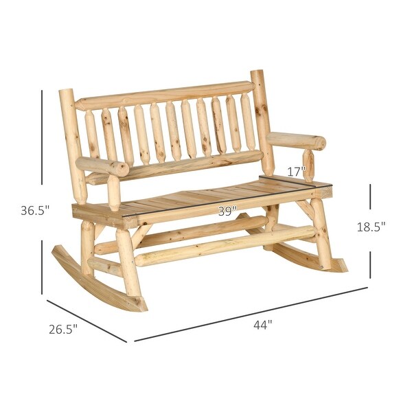 Outsunny 2Person Wooden Rocking Chair Rocker Bench with Relaxing Swinging Motion
