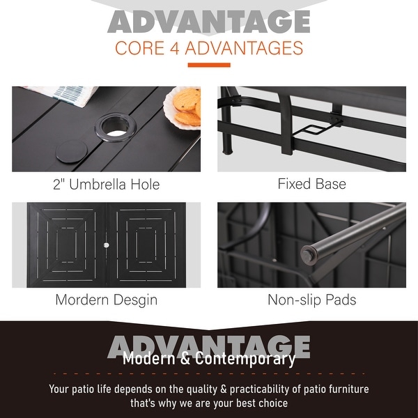 7Piece Patio Dining Sets ,6 Textilene Fabirc Chairs and 1 Metal Table with 2.1'' Umbrella Hole