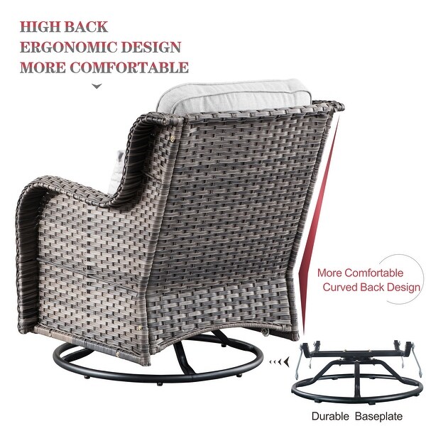 OVIOS 6piece Rattan Wicker Patio Furniture Set Swivel Gliding Chair Set