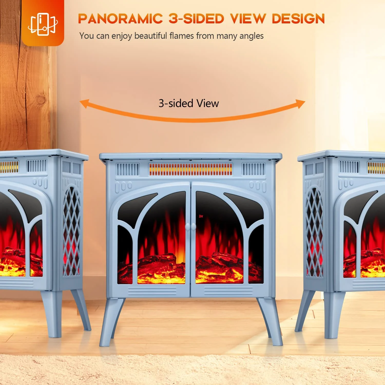25 Inches 3D Infrared Free Standing Electric Fireplace Stove S230B