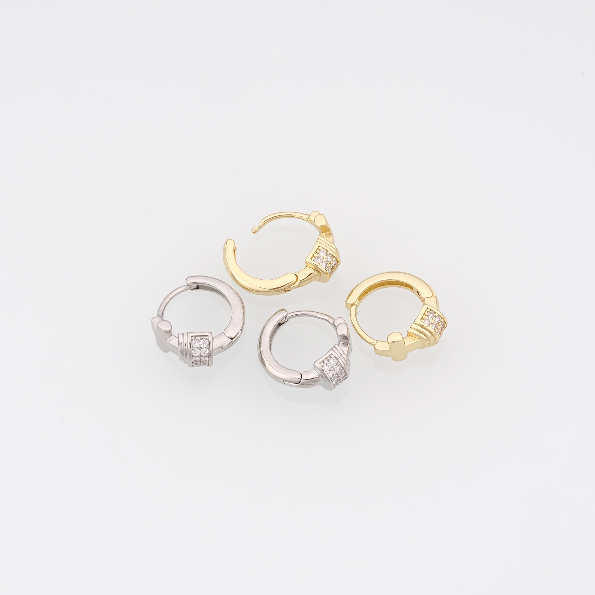 18K Gold Filled Cross Hoop Earrings,Zirconia Earrings,Gold Hoops,Dainty CZ Hoops Huggie