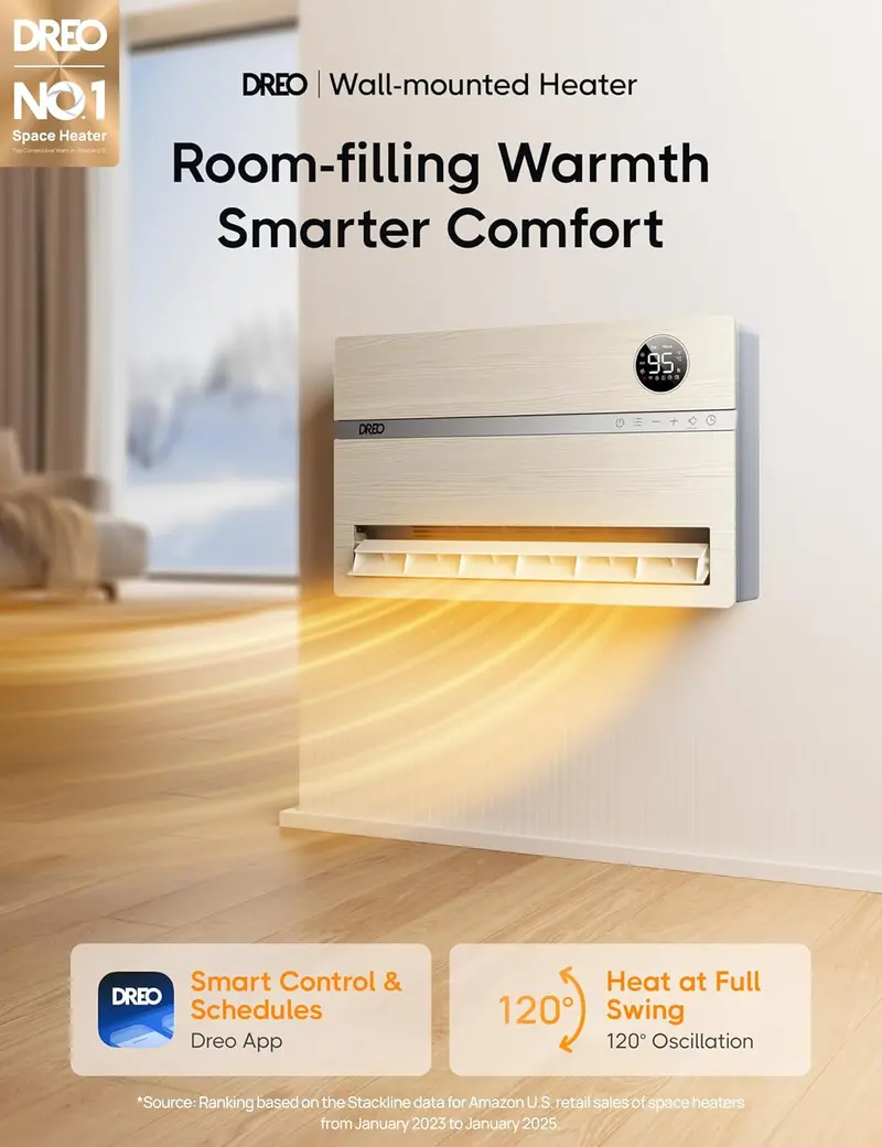 Smart Bedroom Heater – 1500W Wall-Mounted Unit with 24-Hour Timer & Adjustable Thermostat