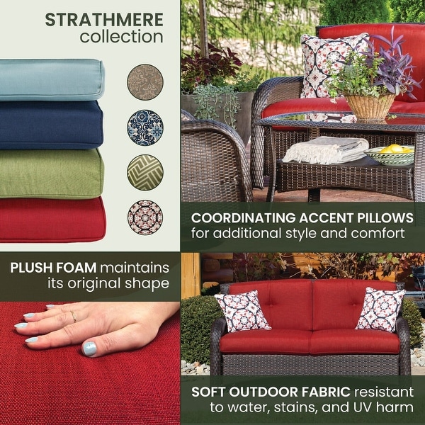 Hanover Strathmere 4Piece Lounge Set in Crimson Red