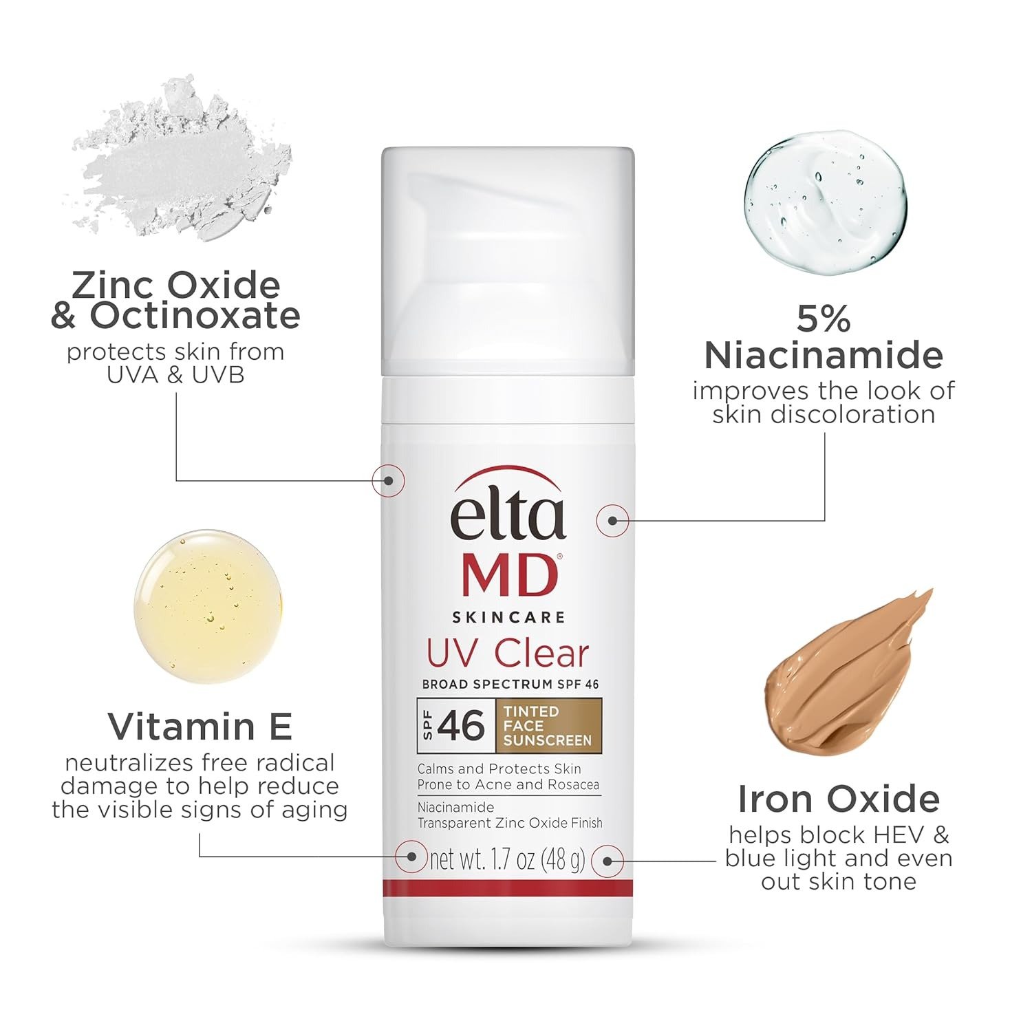 Face Sunscreen SPF 46, Oil-Free Sunscreen with Zinc Oxide, Dermatologist Recommended