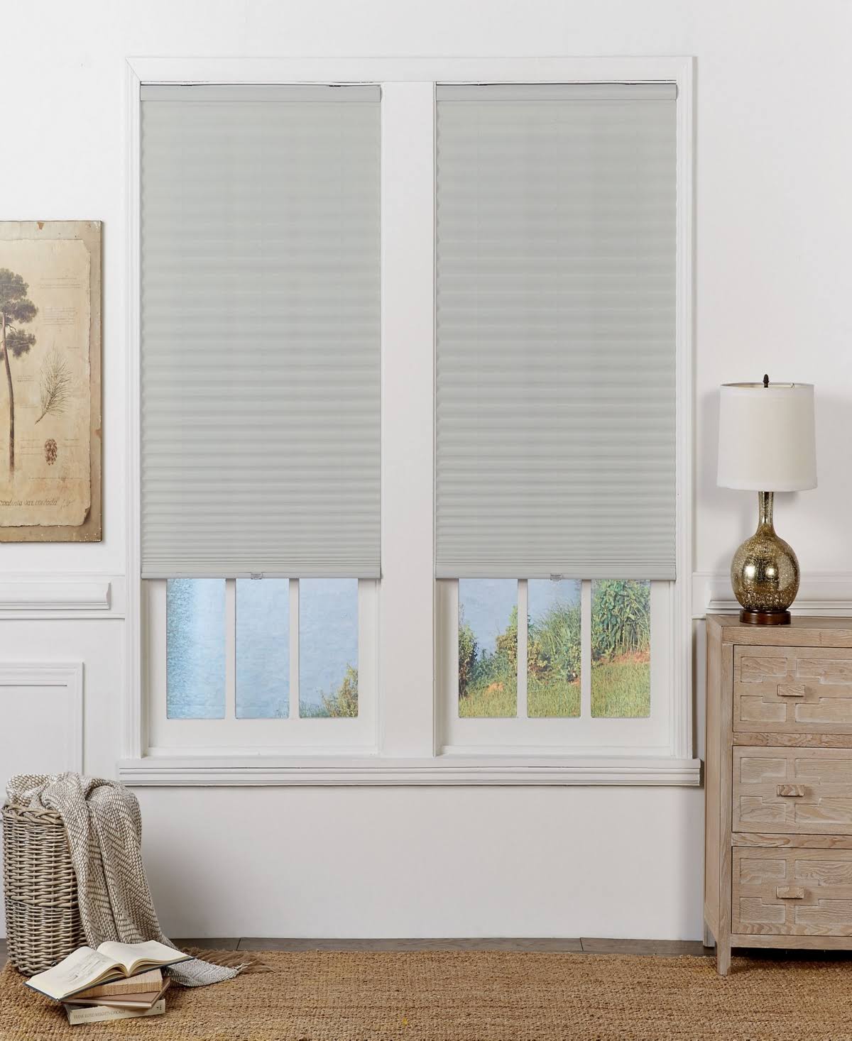 Cordless Light Filtering Pleated Shade, 21.5X72 - White