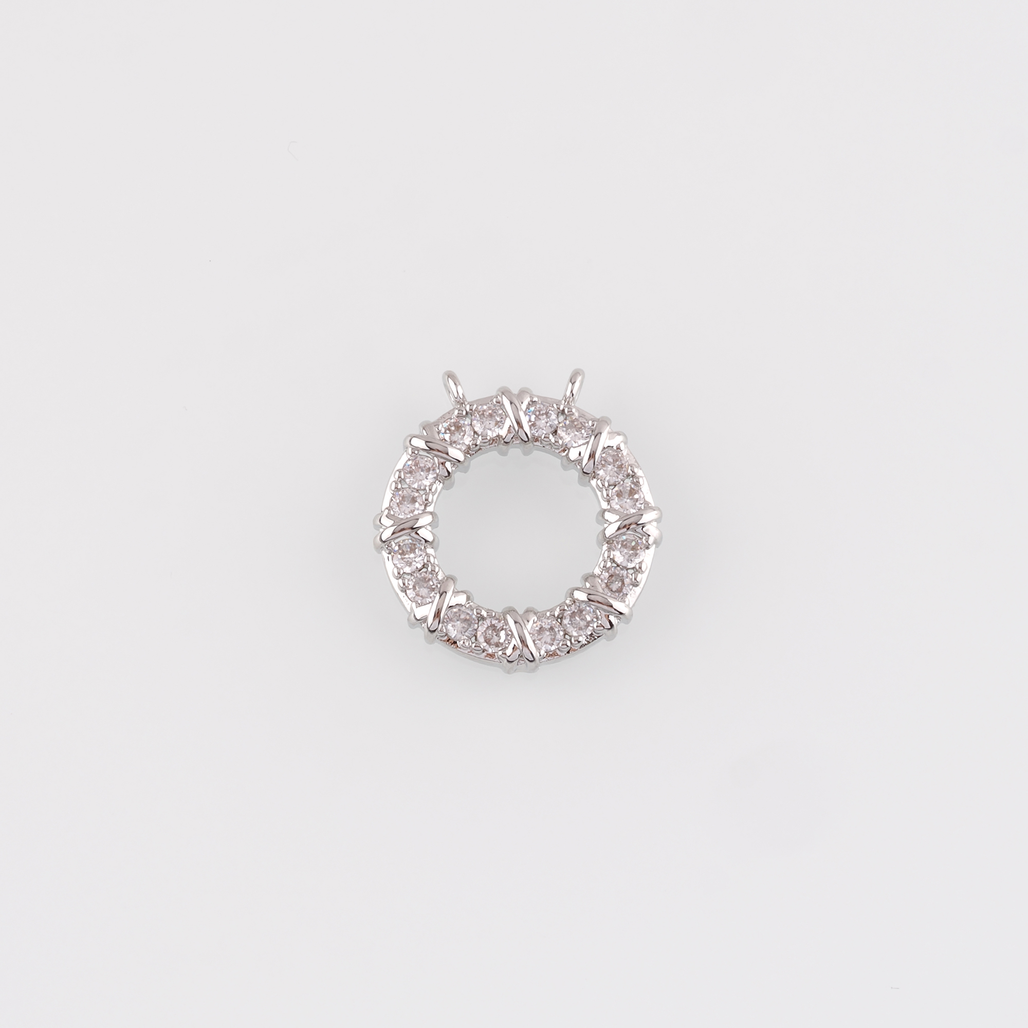 18K Gold Filled Round Pendant,CZ Micro Pave Round Earrings Necklace for DIY Jewelry Making Supply