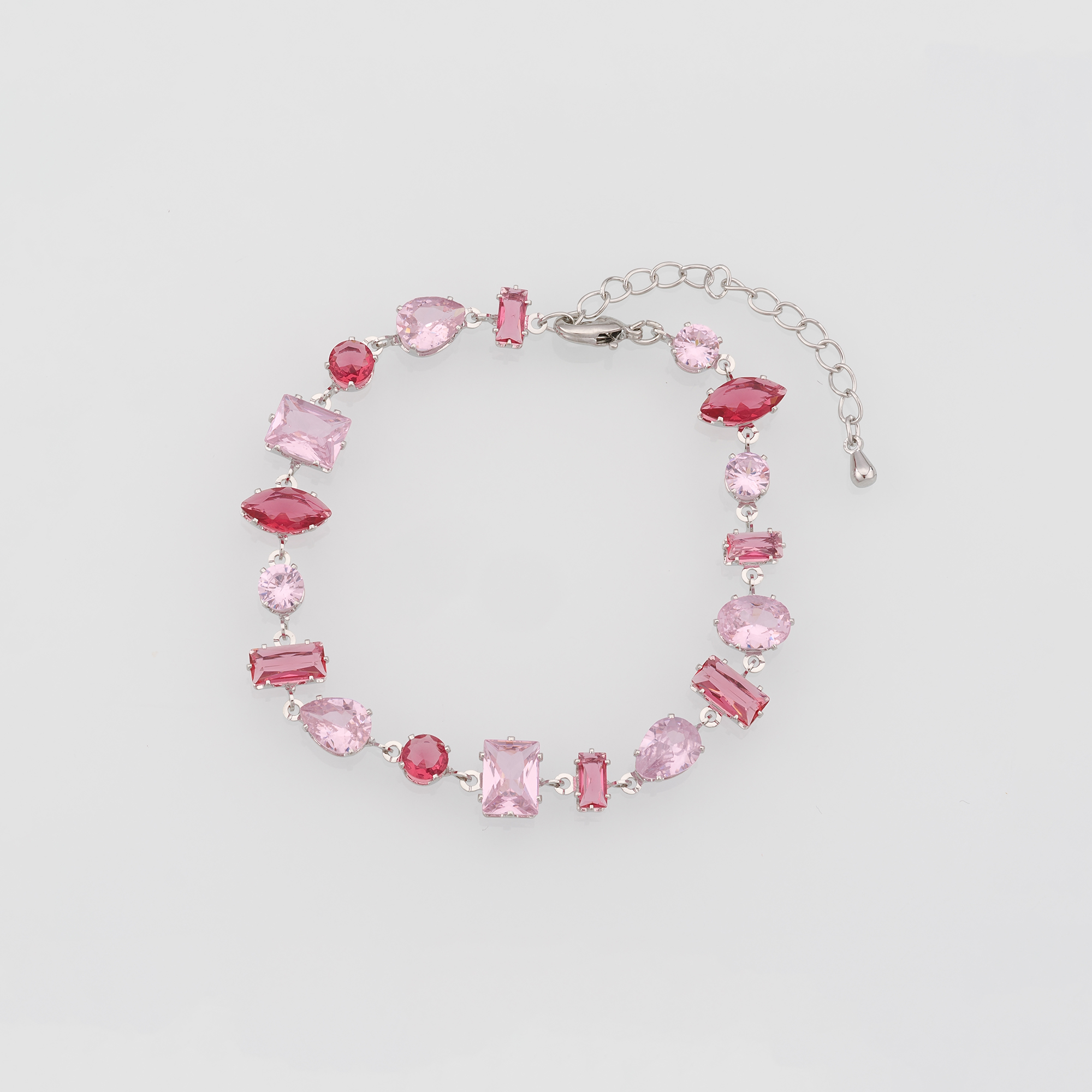 18K Gold Filled Geometric Bracelet,Zircon Bracelet,Pink Stone Bracelet,Adjustable Bracelet,Gift For Her