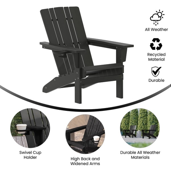 Set of 4 Commercial AllWeather Adirondack Chairs with Cupholders