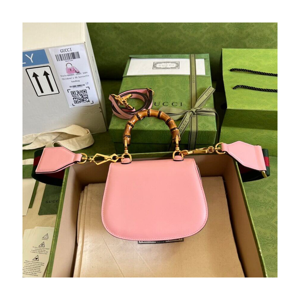 Gucci Mini Top Handle Bag with Bamboo Pink