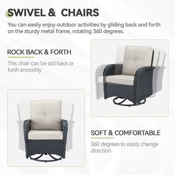 Pocassy Patio Swivel Rocker Chairs with Side Table