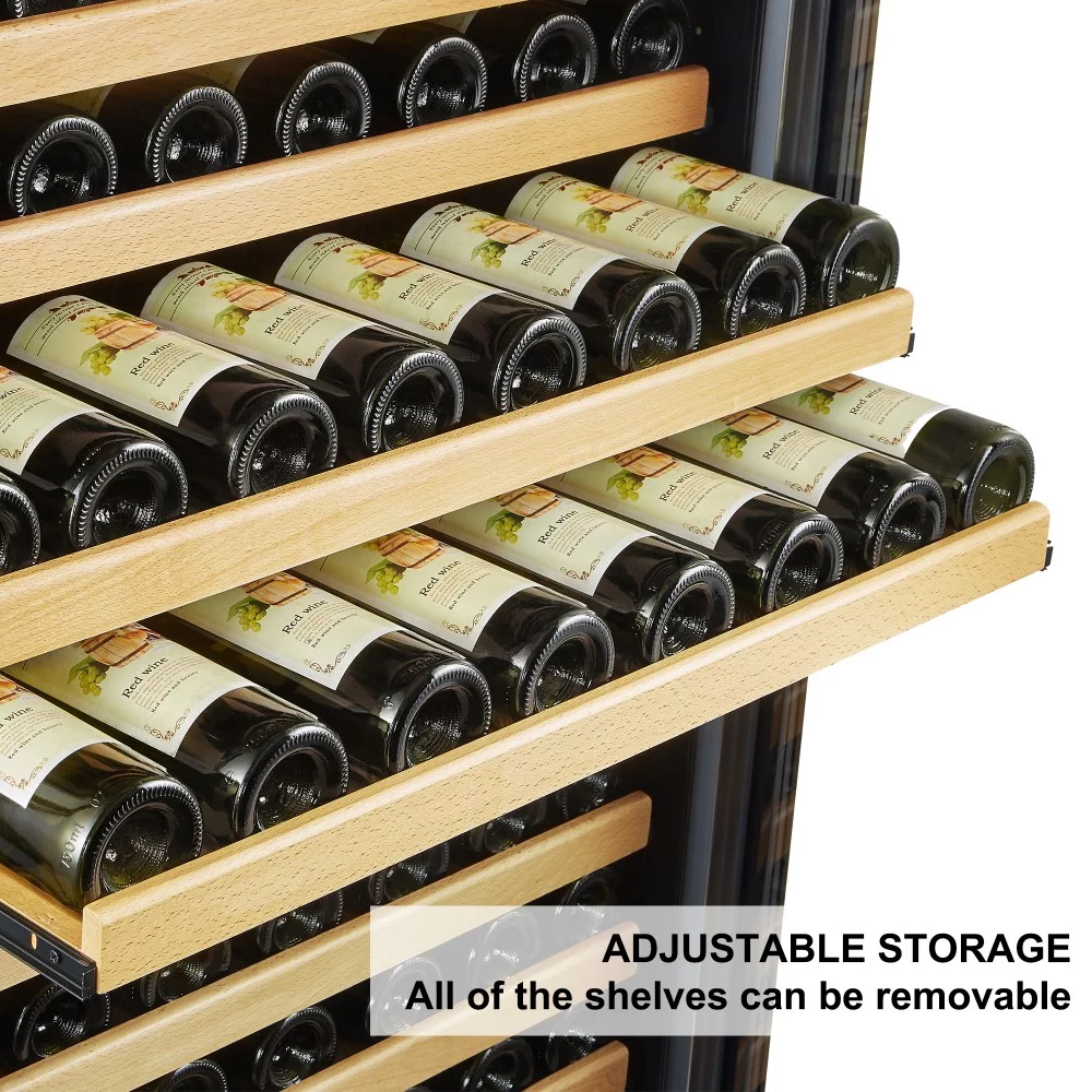 Lanbo Black Single Zone Wine Cooler Glass French-Door 289 Bottle Capacity