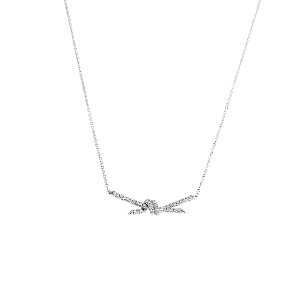Tiffany & Co. Knot Necklace 18K White Gold Diamond 70300303