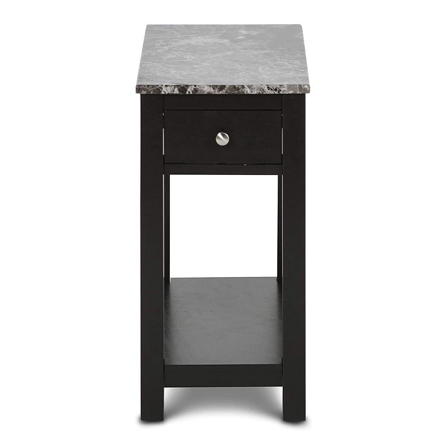 New Classic Furniture Noah Wooden Faux Marble Top End Table With Storage Drawer For Living Rooms Bedrooms And Entryways Black