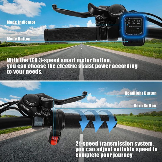 26” Folding Electric Mountain Bike 250W Electric Bicycle with Removable Large Capacity Lithium-Ion Battery, Professional 21 Speed Gears