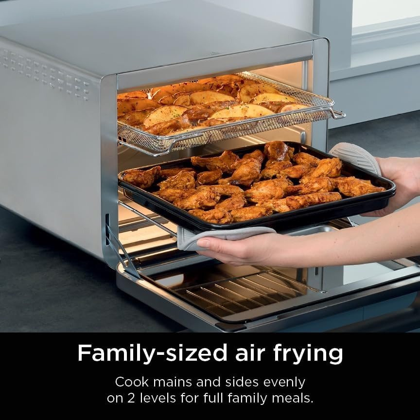 10-in-1 Air Fry Digital Countertop Convection Toaster Oven with Air Fry, Air Roast, Broil & Bake, Pro Cook Thermometer, 1800 Watts, Stainless Steel