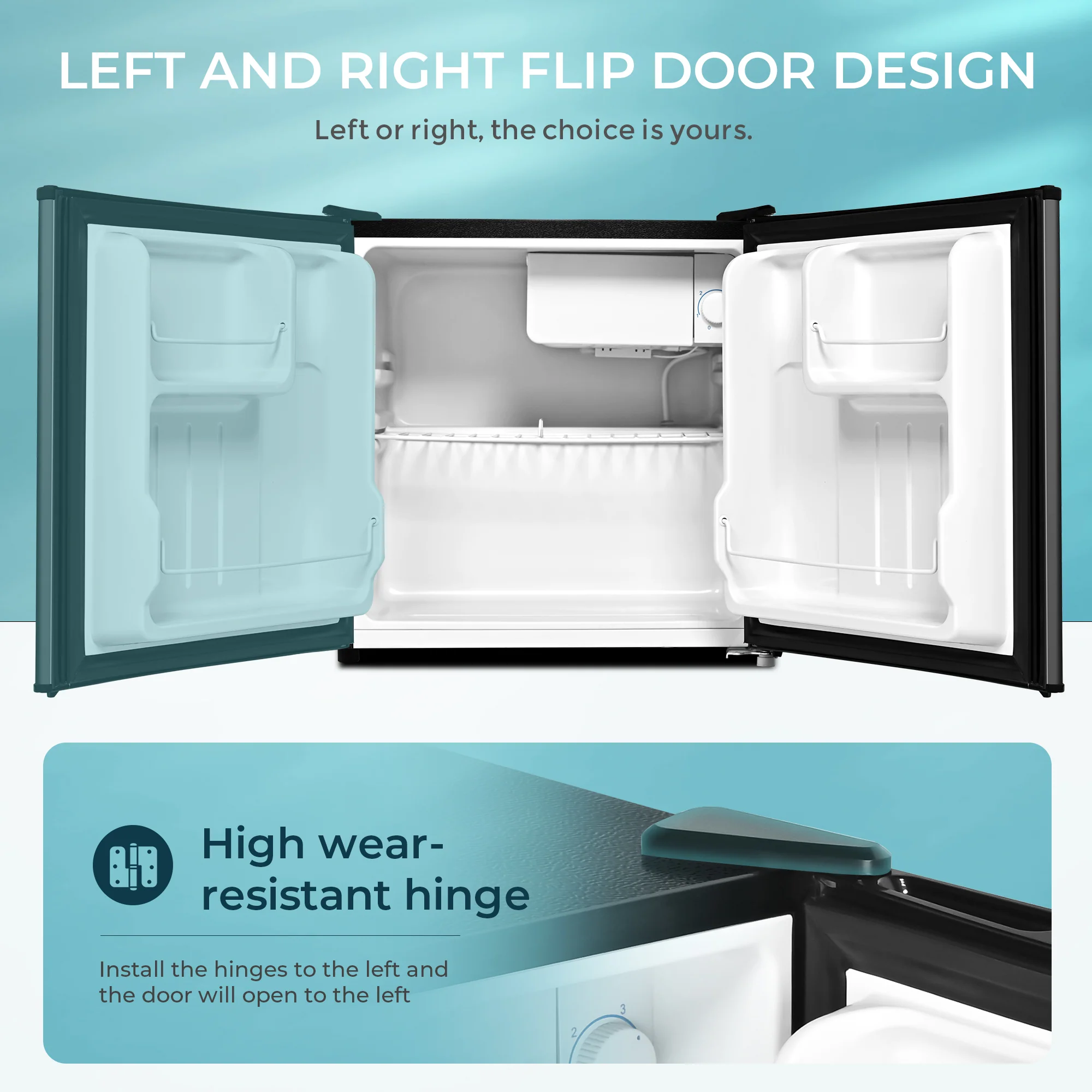 1.7 Cu.Ft Mini Fridge with Compact Freezer Temperature Control