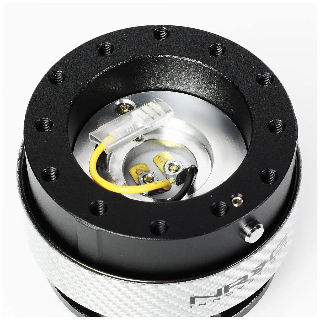 NRG Innovations SRK-200BK-SC Steering Wheel Quick Release Adapter Gen 2.0 Black Body/Silver Carbon Fiber Ring