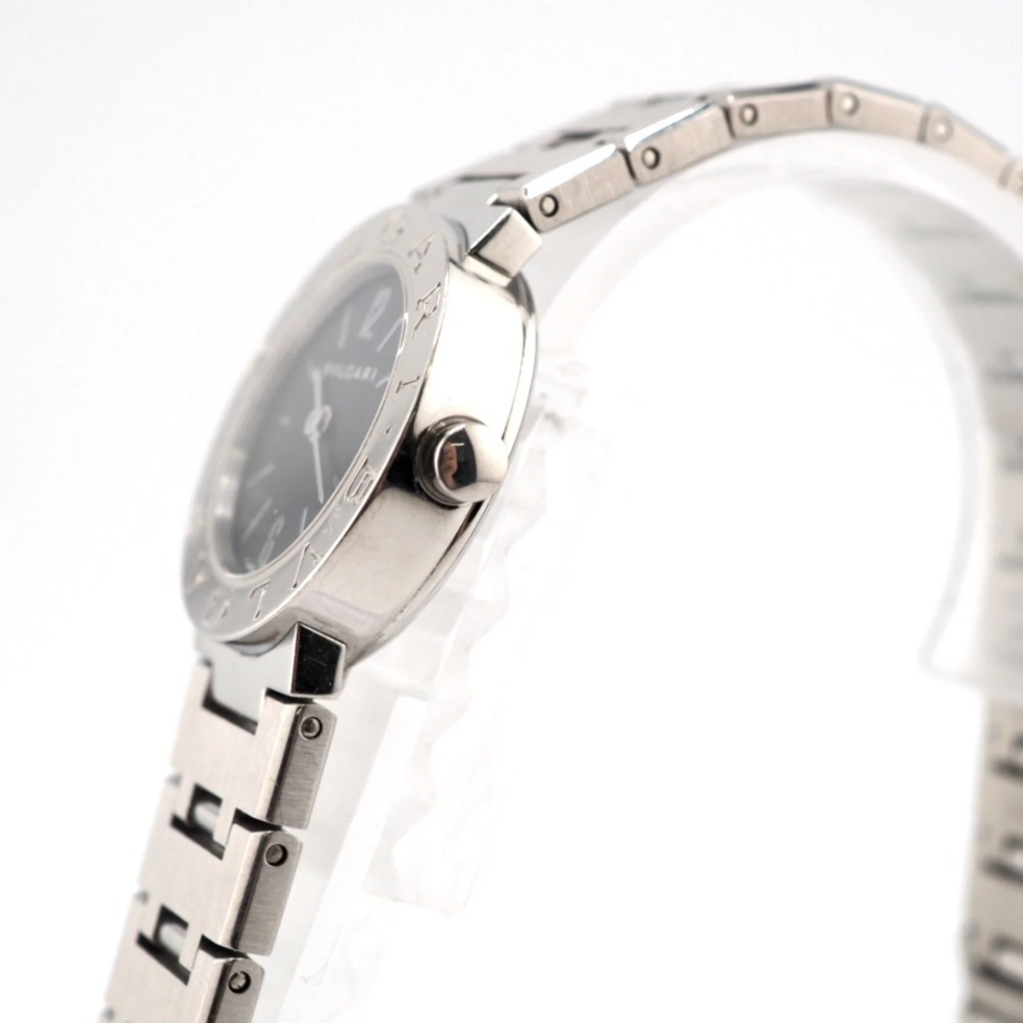 Pre-Owned BVLGARI Bvlgari BB23SS Bulgari Quartz QZ Black Dial Watch Silver Ladies (Good)