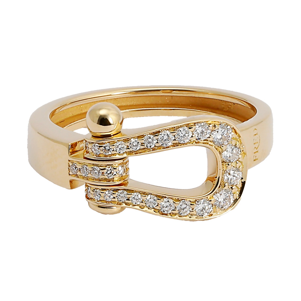 FRED Force 10 Mm Full Diamond Ring 18K Yellow Gold 4B0378