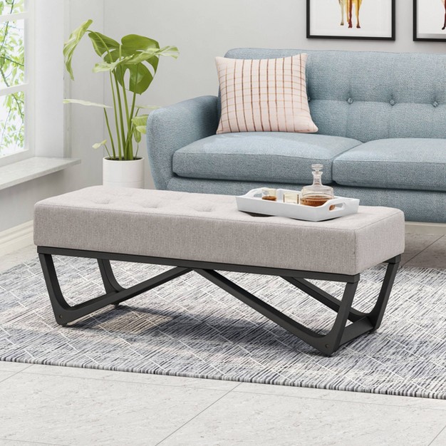 Assisi Contemporary Ottoman Bench Light Gray Christopher Knight Home
