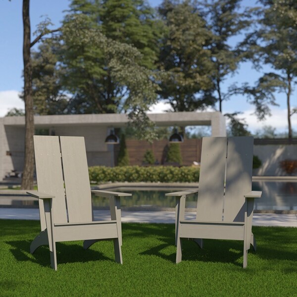 Modern Dual Slat Back Adirondack Style Chairs (Set of 2)