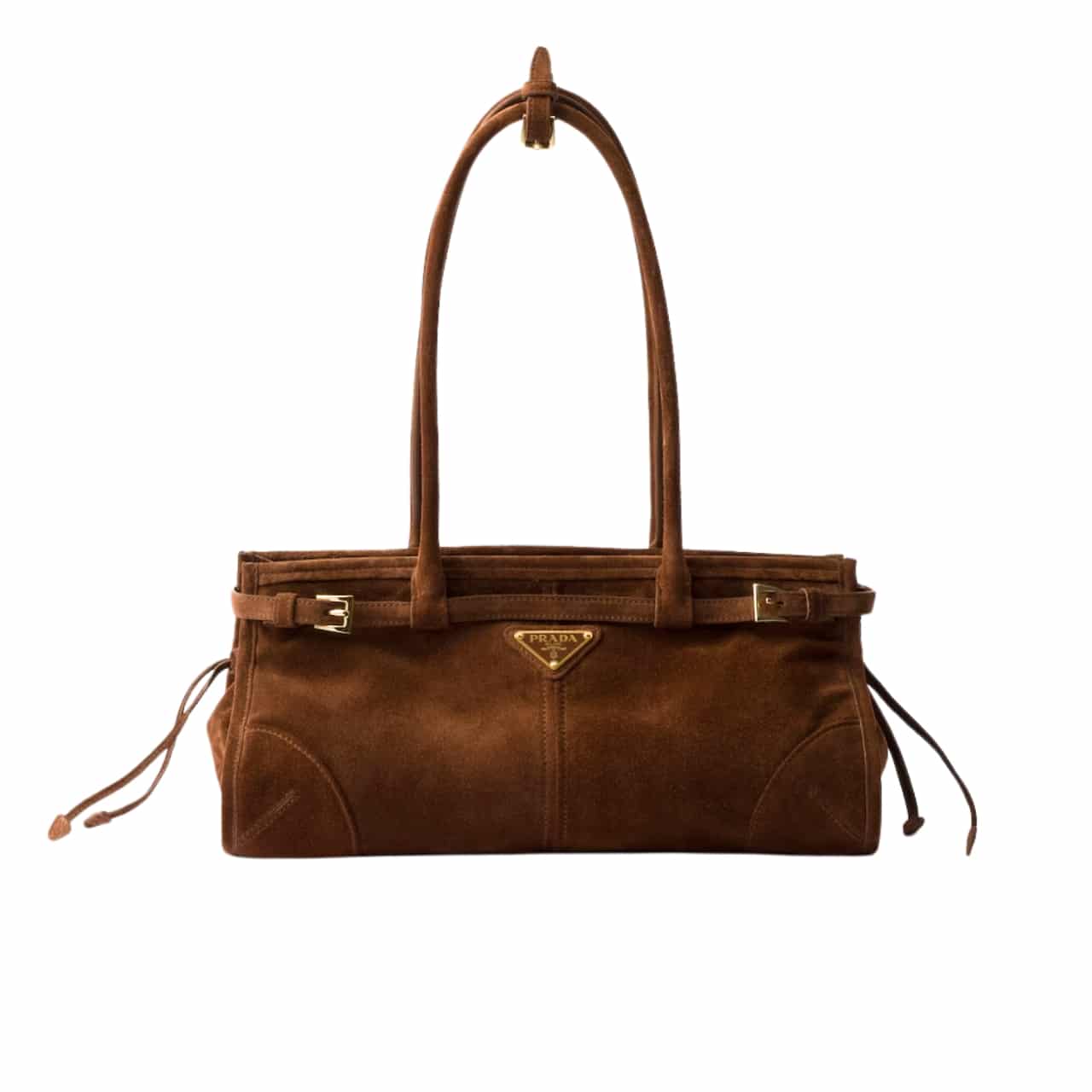 Prada Medium Suede Handbag Cocoa Brown 32Cm