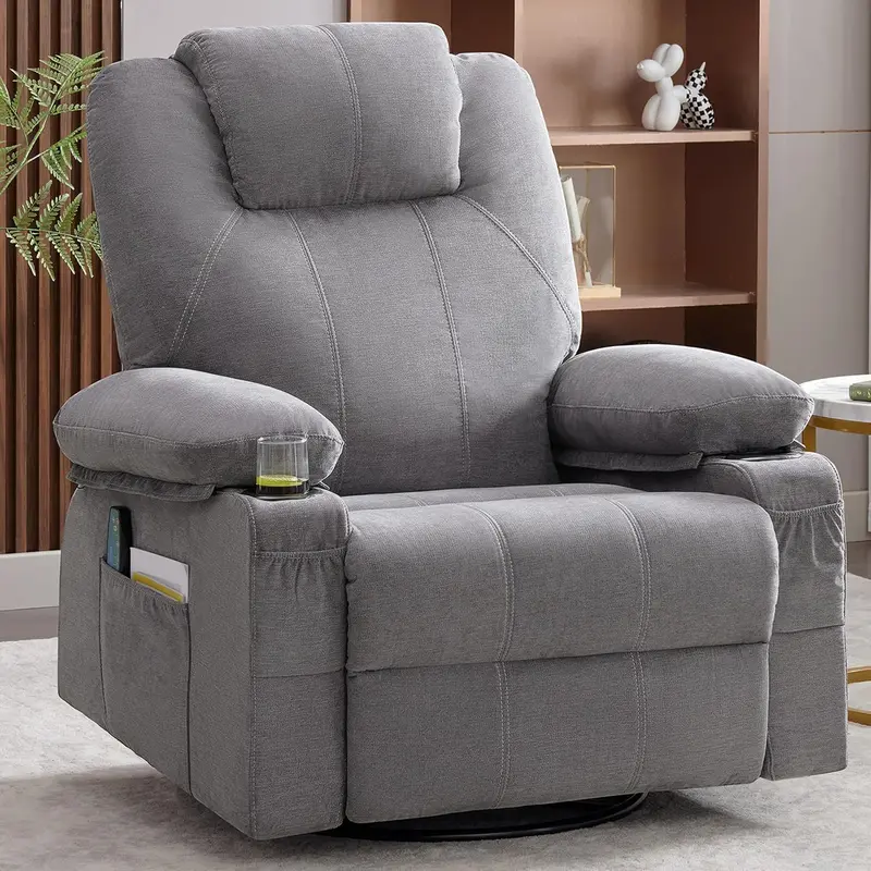 Premium Swivel Rocking Recliner – Heated & Massaging, 360° Rotation, Single-Seat Lounge Sofa